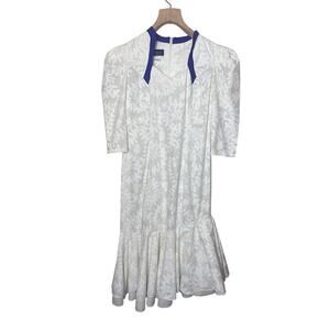 Vintage Hawaiian Dress Mango's Allan James White Muumuu Floral Women’s Sz 10